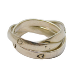 Sterling Silver Triple Band Heart Stamped Wedding Ring Vintage c1970 Size K