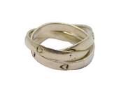 Sterling Silver Triple Band Heart Stamped Wedding Ring Vintage c1970 Size K