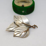 Sterling Silver & Copper Studio Jewellery Leaf Brooch Vintage c1970