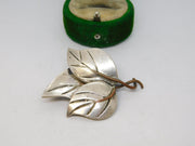 Sterling Silver & Copper Studio Jewellery Leaf Brooch Vintage c1970