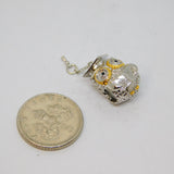 Sterling Silver & Gilt Owl Graduation Charmbead For Bracelet Vintage c2000
