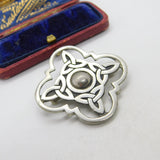 Scottish Pewter Celtic Knot Form Brooch Pin Vintage c1970