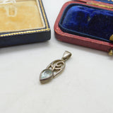 Sterling Silver Celtic Knot with Topaz Charm Pendant Vintage c1970