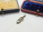 Sterling Silver Celtic Knot with Topaz Charm Pendant Vintage c1970