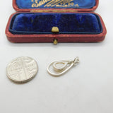 Sterling Silver Teardrop with Mother of Pearl Charm Pendant Vintage c1970
