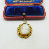 Rolled Gold Carved Classical Cameo Charm Pendant Antique c1920 Art Deco
