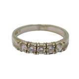 Sterling Silver 5 CZ Half Eternity Band Ring Vintage c1990 Size Q 1/2