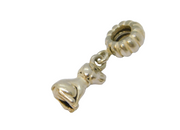 Sterling Silver Sitting Dog Charm Bead For Bracelet  Vintage c2000
