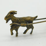 19th Century French Gilt Metal & Pearl Goat Cart Souvenir Thimble Holder Antique