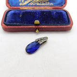 Sterling Silver and Blue Crystal Charm Pendant Vintage c1970