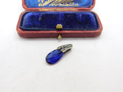 Sterling Silver and Blue Crystal Charm Pendant Vintage c1970
