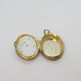 Sterling Silver White & Aqua Glass & Gold Foil Pill Box Pendant Vintage c1970