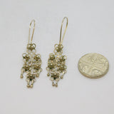 Pair of Sterling Silver Eastern Style Floral Dangly Drop Earrings Modern c1990's