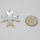 Sterling Silver Maltese Cross Charm Pendant Vintage c1970
