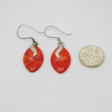 Pair of Sterling Silver Red Jasper Ellipse Studio Drop Earrings Vintage c1970