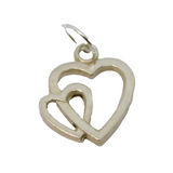 Sterling Silver Entwined Open Hearts Charm Pendant Vintage c1970