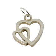 Sterling Silver Entwined Open Hearts Charm Pendant Vintage c1970