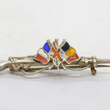 WW1 Sterling Silver Enamel Set Allied Flags Sweetheart Brooch Antique 1914