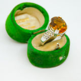 Sterling Silver Large Topaz & Spinel Set Dress Ring Vintage c1970 Size N 1/2