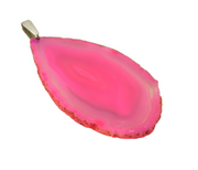 Sterling Silver Bright Pink Banded Agate Slice Studio Pendant Vintage c1980s