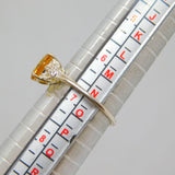 Sterling Silver Citrine & White Sapphire Dress Ring Vintage c1970 Size N