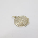 Sterling Silver Octagonal St Christopher Travel Charm Pendant Vintage c1970