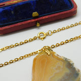Gold Plated & Quartz Specimen Set Drop Pendant Vintage c1980 24" Length