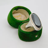 Sterling Silver Chunky Faceted Haematite Cocktail Ring Vintage c1970 Size P 1/2
