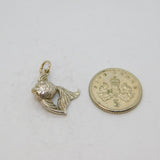 Sterling Silver Patterned Goldfish Charm Pendant Vintage c1970s
