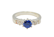 Sterling Silver Blue & Clear Paste Set Dress Ring Vintage c1970 Size O