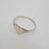 Sterling Silver Patterned Heart Signet Band Ring Vintage c1970 Size O 1/2