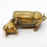 Victorian Novelty Brass Pig Form Vesta Case Antique c1880s