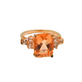 Sterling Silver Morganite & White Topaz Cocktail Ring Modern c1990 Size P 1/2