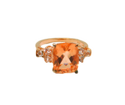 Sterling Silver Morganite & White Topaz Cocktail Ring Modern c1990 Size P 1/2