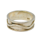 Sterling Silver Swirl Design Wide Band Ring Vintage c1970 Size P