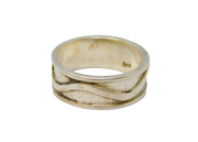 Sterling Silver Swirl Design Wide Band Ring Vintage c1970 Size P