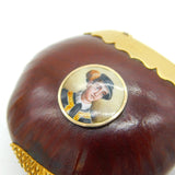 Victorian 15ct Gold & Tudor Noble Enamel Mounted Nut Vesta Case Antique 1880s