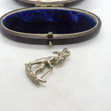 Sterling Silver Gold Miner with Pick Axe Charm Pendant Vintage c1970