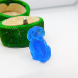 Czech Deep Blue Glass Dachshund Dog Cracker Cat Charm Antique c1920 Deco