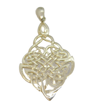 Sterling Silver Celtic Style Patterned Leaf Shape Charm Pendant Vintage c1970