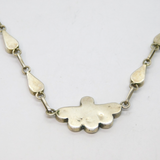 950 Silver Mexican Lapis Lazuli Fan & Peardrop Figaro Necklace Vintage c1990's