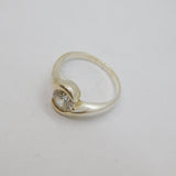 Sterling Silver Round Spinel Solitaire Twist Front Ring Modern c1990 Size O