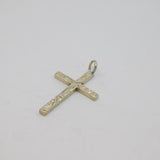 Sterling Silver Patterned Textured Cross Charm Pendant Vintage c1970