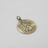 Sterling Silver Relief St Christopher Travel Disc Charm Pendant Vintage c1970s