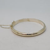Sterling Silver Floral Pattern Childs Christening Bangle Bracelet Vintage
