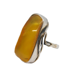 Large Sterling Silver & Baltic Amber Statement Ring Vintage c1970s