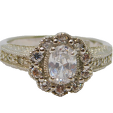 Sterling Silver Spinel Set Cluster Statement Dress Ring Vintage c1970 Size P