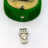 Sterling Silver Clear Stone Set Small Contemporary Charm Pendant Vintage c1970