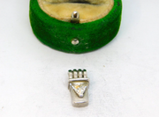 Sterling Silver Clear Stone Set Small Contemporary Charm Pendant Vintage c1970