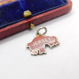 Sterling Silver Outline of Map of Jersey Charm Pendant Vintage c1970